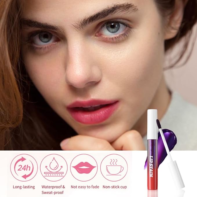 evpct Red Peel Off Lip Stain Tints, Red Liquid Lipstick Lip Stain Long Lasting Waterproof for Women, Non-stick Cup Lipstick Peel Off Highly Pigmented Not Faded Smudge-proof Easy to Apply, 03-Velvo Beauty