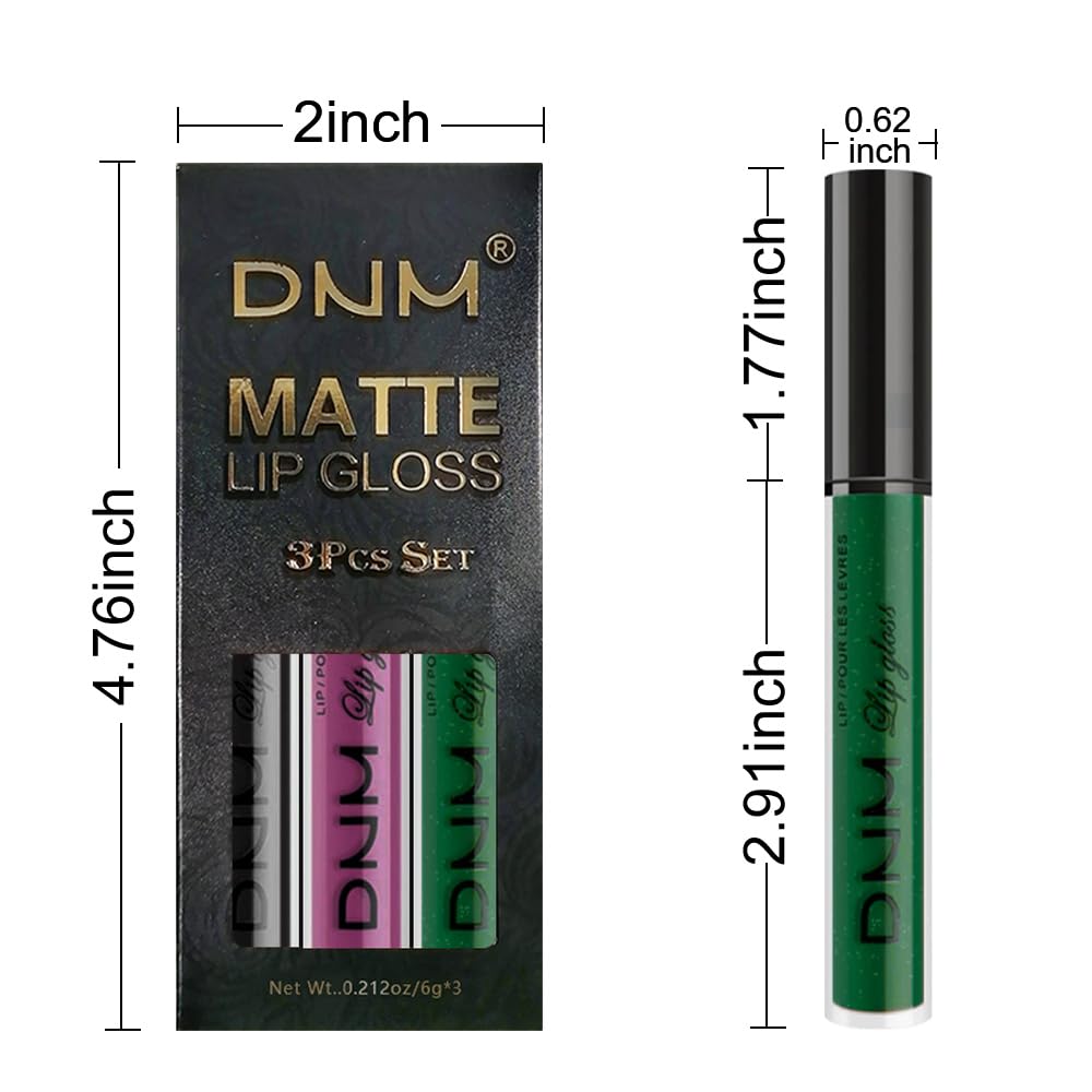 evpct 3Pcs Dark Black Grape Plum purple Emerald Green Matte Liquid Lipstick Lip Stain Sets for Women Matte+Lipstick Long Lasting 24 hr Hours Magic Lipstick 24 Hours original Waterproof 18#-Velvo Beauty