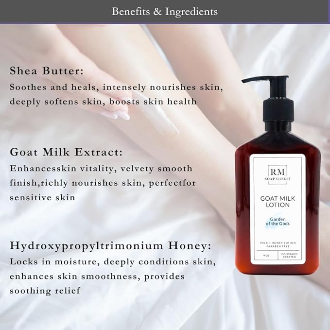Goat Milk Lotion, Garden of the Gods Fragrance, Hydrating Lotion for Men & Women With Nourishing Goat Milk, Shea Butter, Sunflower Oil & Aloe, Spring Clover & Tender Greens Scent, 9 Oz-Velvo Beauty