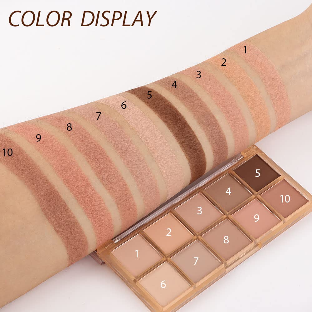 10 Colors Nude Pink Matte Eyeshadow Palette,Neutral Nude Eye Shadow Palette,Long Lasting Waterproof Travel Size Makeup Pallete,Vegan,Cruelty -free-Velvo Beauty