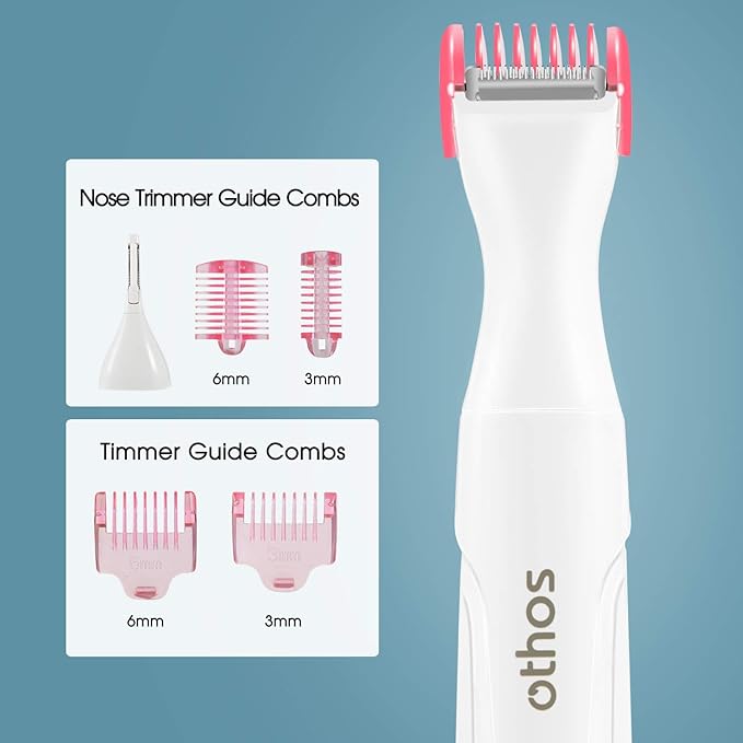 Othos Multi-Functional Electric Trimmer Kit for Women, Bikini Trimmer, Nose & Eyebrow Trimmer, Foil Shaver All in One Device, Wet and Dry use, Waterproof, AA Battery Operated (Included)-Velvo Beauty