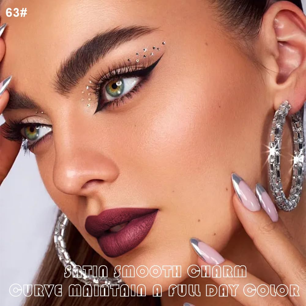 evpct 2Pcs Burgundy Red Matte Lip Liner Lipstick Combo Set for Women, Burgundy Lip Combo Set Liquid Lips Gloss Lipliner Stains Set Long Lasting Waterproof, Lips Makeup 24 Hours labiales originale-Velvo Beauty