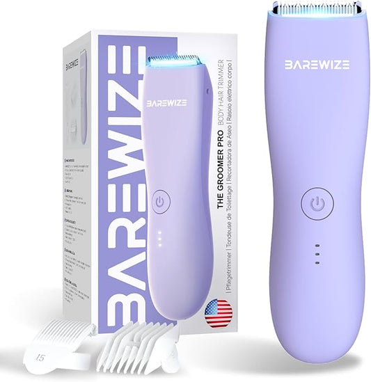 Bikini Trimmer for Women, Legs & Pubic Hair Trimmer | Waterproof, Type-C Rechargeable, LED Light, Replaceable Blade, Electric Razors for Women, Womens Body Shaver (Lilac Purple)-Velvo Beauty