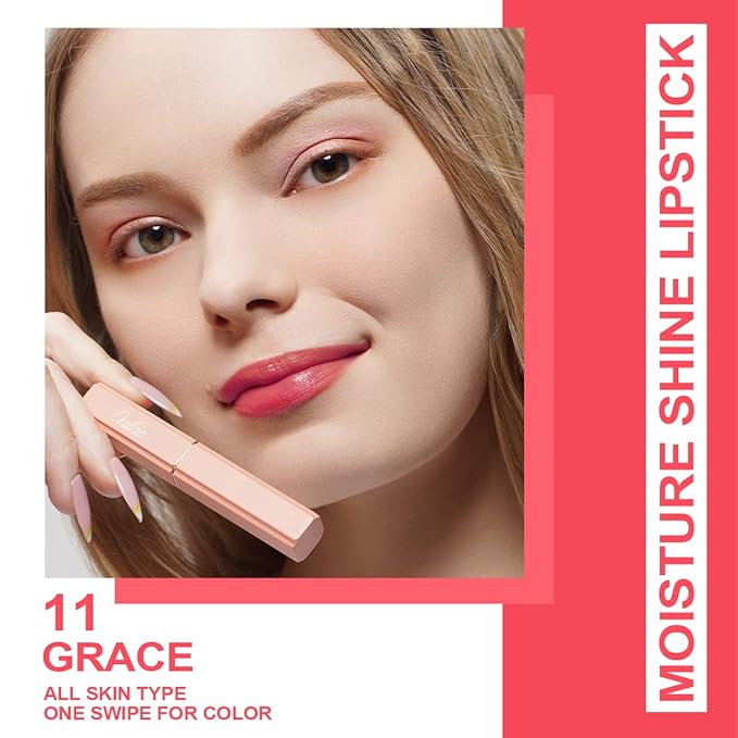 Oulac Watermelon Pink Lipstick - Moisturizing Lip Stick Glossy Tinted Lip Balm, Sheer Shine Juicy Finish, Lightweight and Hydrating Formula for Dry Lip Care, Vegan 2.2g/0.07oz (11)-Velvo Beauty