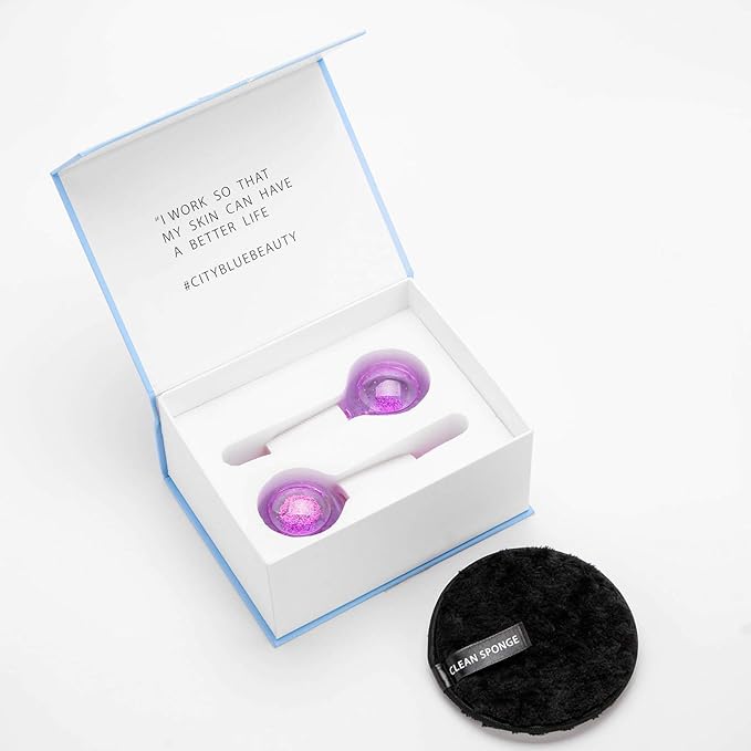 ICE Beauty Balls for Facial, 2PCS Purple Facial Roller for Cold Facial Massage Face Roller Balls with Anti-Freeze Liquid to Reduce Puffiness, Pores, Wrinkles…-Velvo Beauty