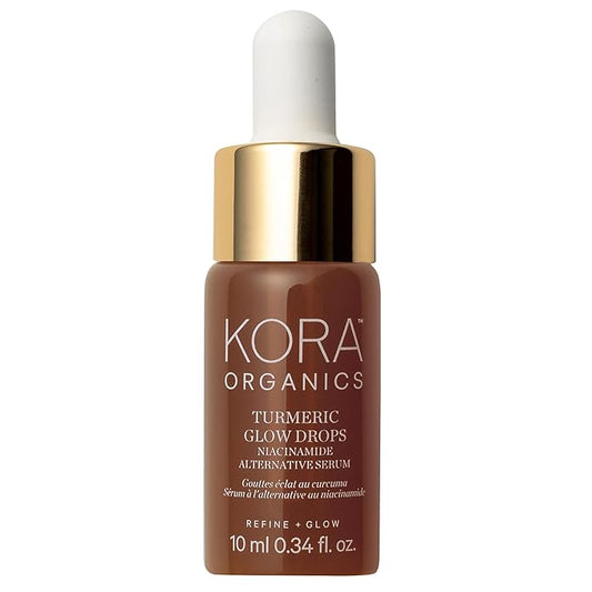 KORA Organics Turmeric Glow Drops, Niacinamide Alternative Face Serum for Radiance, Texture and Pore Appearance, Certified Organic, Vegan, 0.34 fl oz-Velvo Beauty
