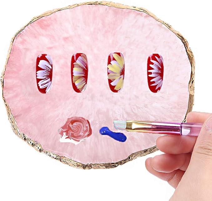 Resin Nail Art Palette, Kalolary Polish Holder Drawing Color Palette, Nail Art Painting Gel Palette Manicure Tool (Pink)-Velvo Beauty