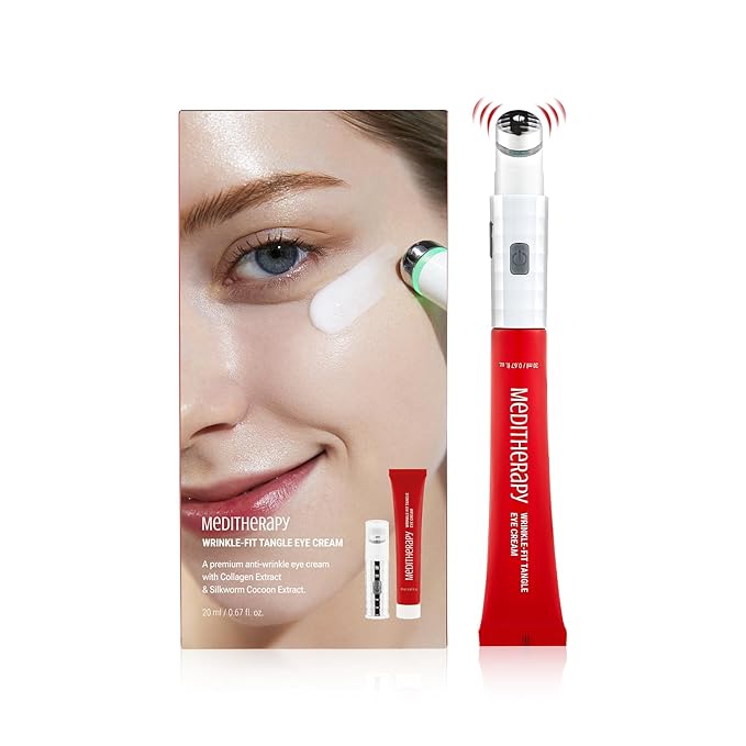 Wrinkle-fit Tangle Eye Cream, Chargable Device Tip + Protein Collagen Eye Cream, All-in-One Under Eye Treatment, 0.67 fl oz, Eye Massager (Cream+Device)-Velvo Beauty