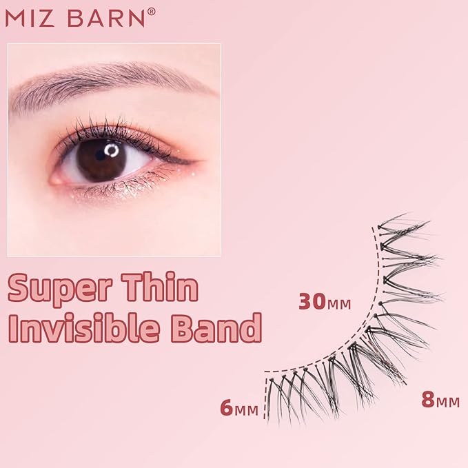 Miz Barn Daily Natural Look False Eyelashes, 4 Pairs Soft Lightweight Comfortable Short Lashes Clear Band Handmade False Eyelashes (W-7)-Velvo Beauty