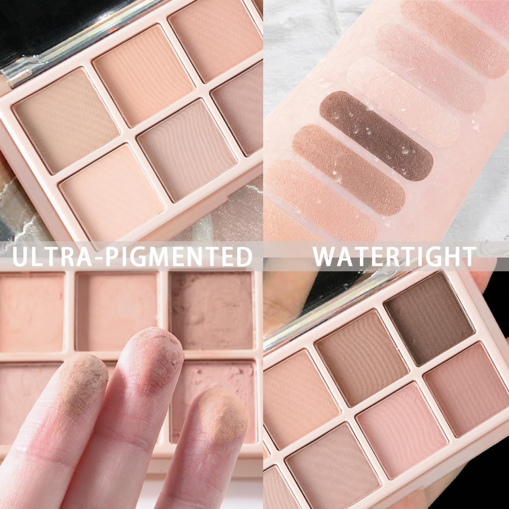 10 Color Matte Neutral Eyeshadow Palette - Nude Naked Beige Brown Shades, Blendable Long-Lasting, Vegan Cruelty-Free Natural Nude Eye Shadow Palette for Women, Professional Makeup Looks-Velvo Beauty