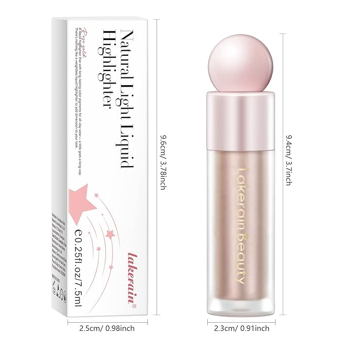 Liquid Highlighter Makeup, Natural Silky Shimmer Finish Liquid Face Highlighter, Highly Pigmented, Lightweight, Blendable, Soft Cream Highlighter For Face (#03 Rose Gold Shimmer)-Velvo Beauty