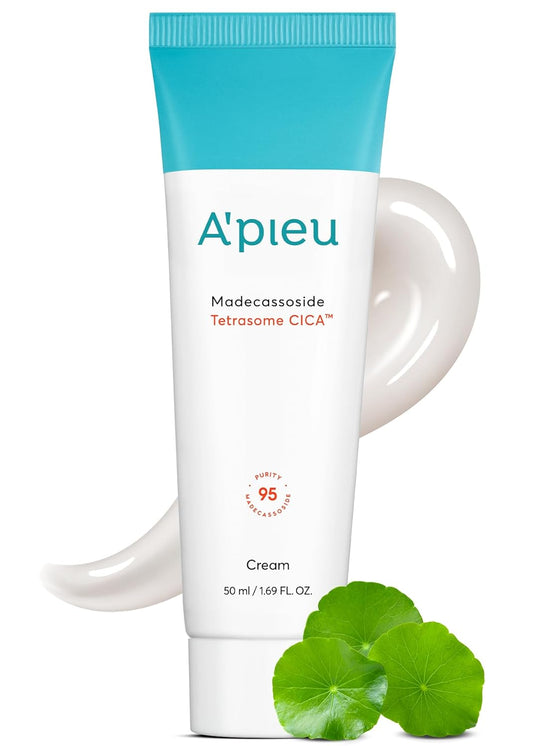 A'PIEU Madecassoside Tetrasome Cica Cream 1.69 fl oz/ 50ml - Upgraded Absorption, Enhanced Skin Barrier, Calming Effects - Centella Asiatica, Asiaticoside, Asiatic Acid-Velvo Beauty