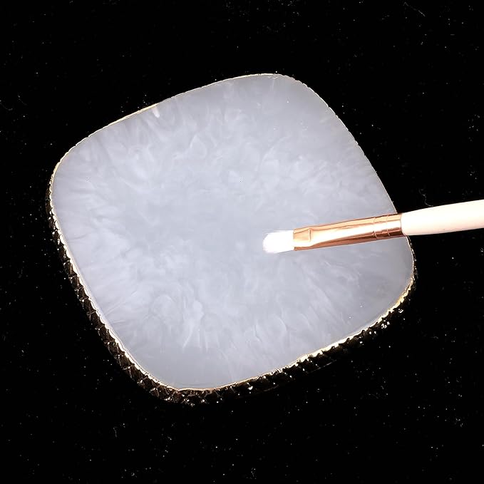 Resin Nail Art Palette Gold Edge Nail Holder Heart Shaped Color Makeup Foundation Mixing Tools Display Board Gel Nail Art Color Mixing Palette Painting Tray Manicure Tool (Milky)-Velvo Beauty