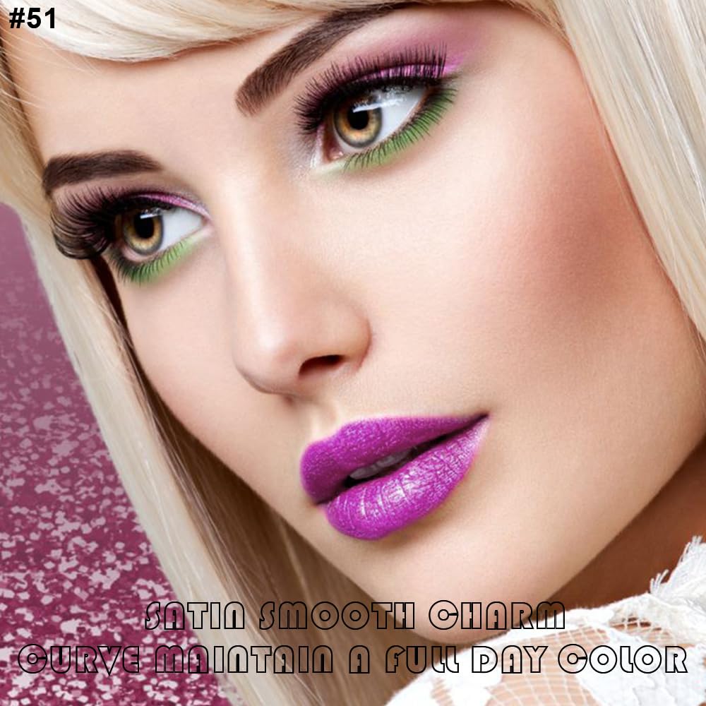 evpct 2Pcs Purple Shimmer Glitter Shiny Liquid Lipstick Lip Gloss Stain and Retractable Lip Liner Makeup Set for Women Long Lasting Waterproof 24 Hours Lipstick labial mate larga duracion 24 51#-Velvo Beauty