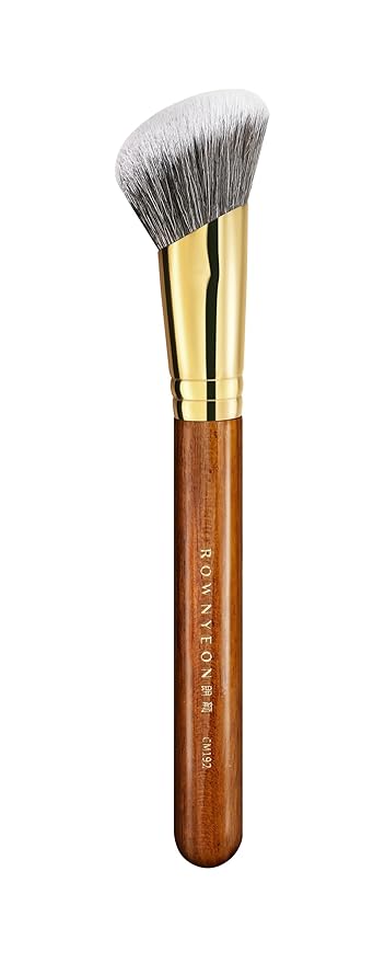 Desert Oak Series SlopeBlur Stipple Brush - Angled Nylon Bristles for Seamless Cream/Liquid/Powder Blending, Contour & Blush Application, Bubinga Handle (CM 192)-Velvo Beauty