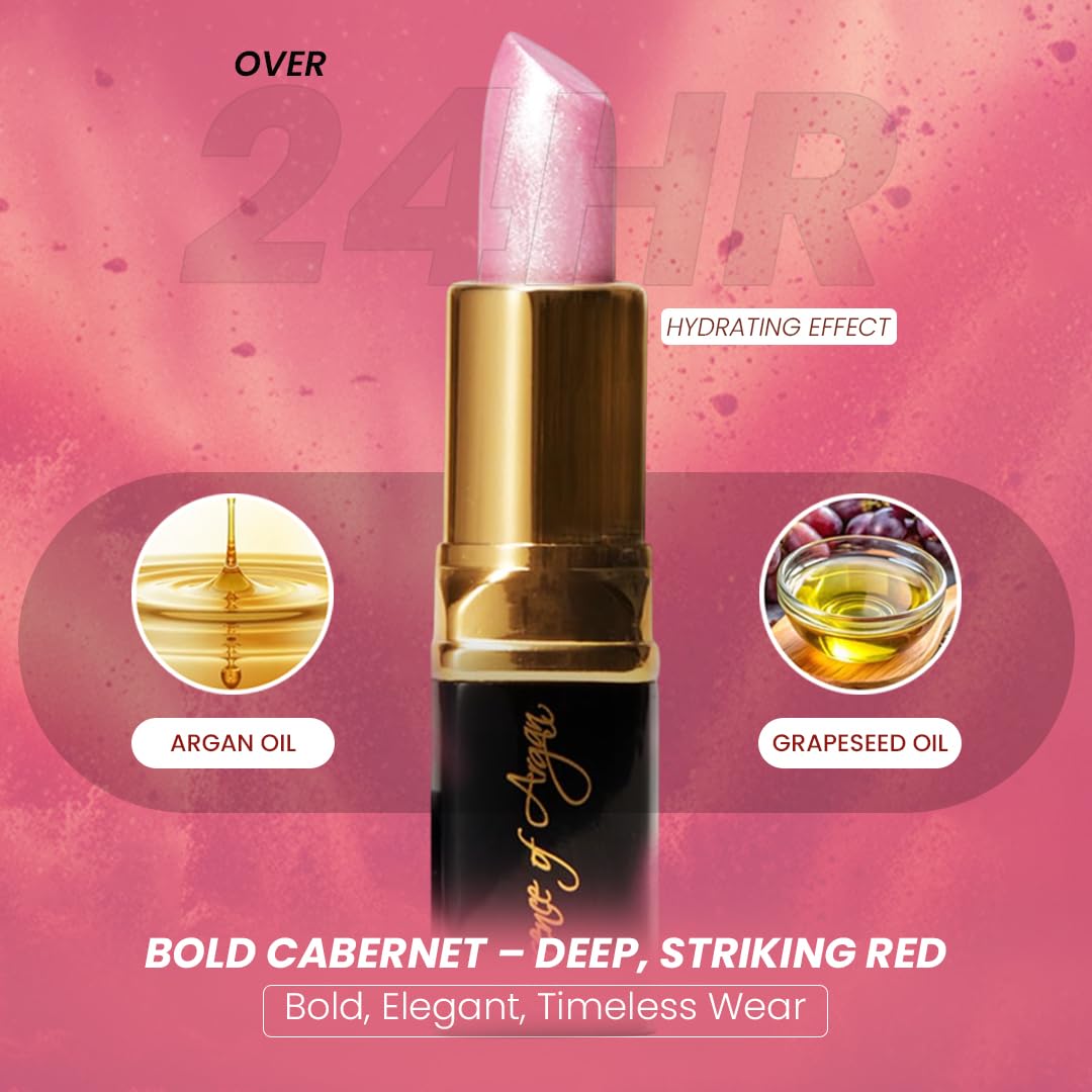 Essence Of Argan Pink Lip Stick for Cracked and Dry Lips - 100% Pure Argan Oil, Shea Butter, Jojoba Oil & Aloe Vera - Hydrating Long Lasting Lipstick - Deep Moisturizing Pink LipStick for Women-Velvo Beauty