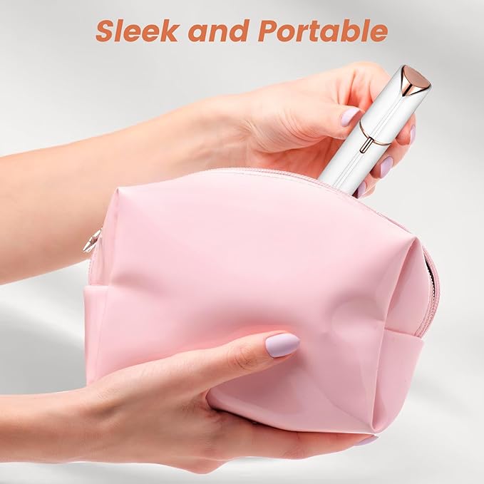 Facial Hair Remover for Women- as Seen on TV Painless Face Shaver -Mini Hair Remover, Electric Razor Shaver Portable Bikini Epilator for Lips, Chin(White+2 Heads)-Velvo Beauty