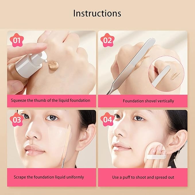6 Pack Stainless Steel Makeup Spatula Foundation Liquid Foundation Mixer Face Cream Applicator Cosmetic Mixing Tool for Foundation Eye Shadow Cream-Velvo Beauty