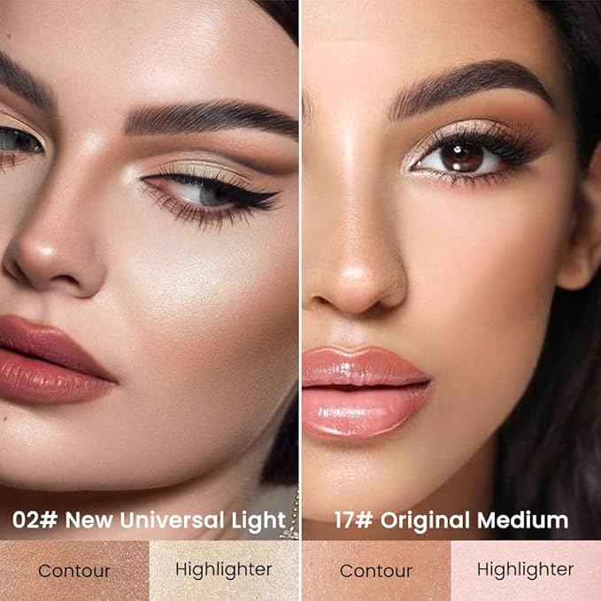 evpct 2in1 Face Shaping & Contouring Stick Cream Contour Concealer Bronzer Stick Makeup Kit for Face Highlighter Makeup Stick contorno maquillaje de maquillaje, NEW Universal Light + ORIGINAL Medium-Velvo Beauty