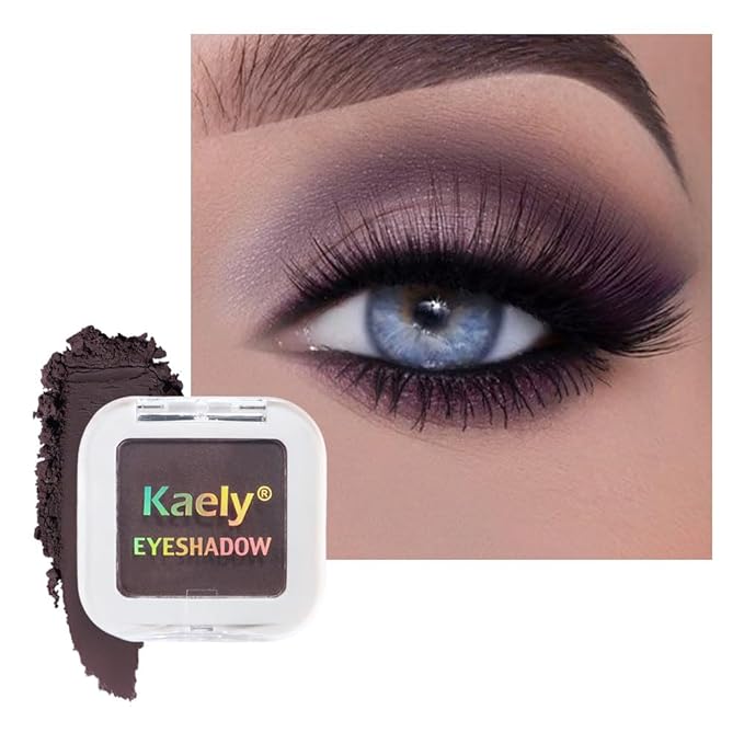 Buildable Matte Eyeshadow Makeup Palette Single - Smokey Plum Shades | Creamy Pressed Powder for Easy Blending | Mini Travel Palette for Women | Everyday Natural Eye Makeup-Velvo Beauty