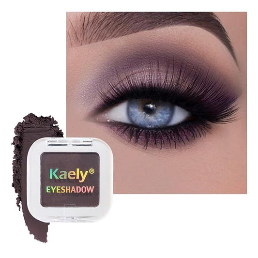 Buildable Matte Eyeshadow Makeup Palette Single - Smokey Plum Shades | Creamy Pressed Powder for Easy Blending | Mini Travel Palette for Women | Everyday Natural Eye Makeup-Velvo Beauty