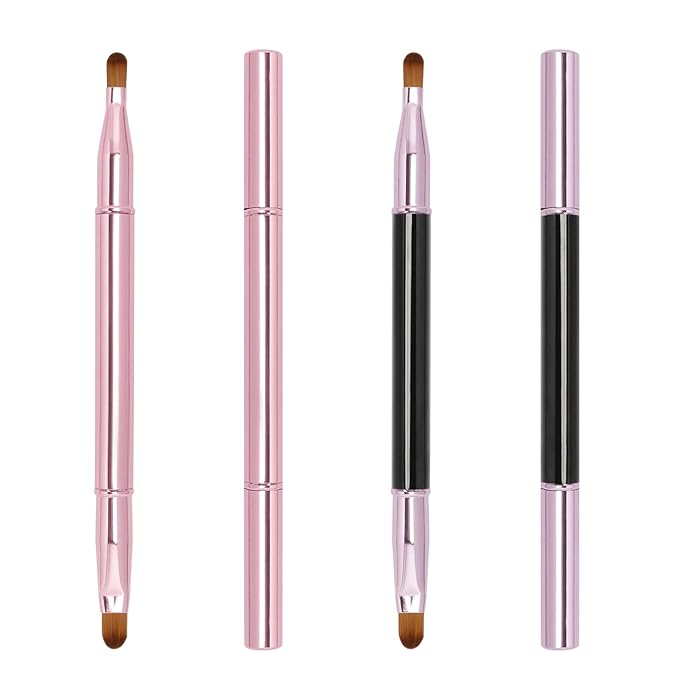 Unaone 2 Pack Lip Brush for Lipstick, Dual-Ended Lip Makeup Brush with Lid, Lipstick Brush for Lip Gloss-Velvo Beauty
