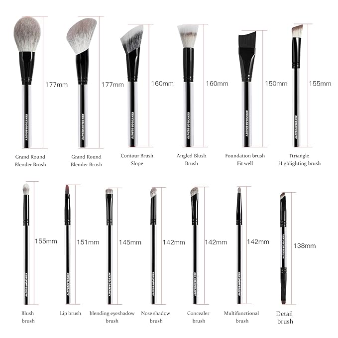 KENCOLOR Premium 13-Piece Makeup Brush Set with PU Travel Pouch – High-End Acrylic Handle, Soft Synthetic & Natural Bristles, Dense & Non-Absorbent, for Flawless Application-Velvo Beauty