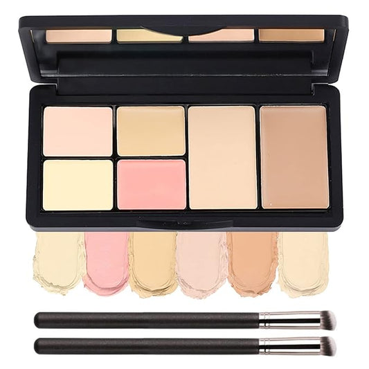 Concealer Contour Palette, Cosmetics Cream Contour and Highlighting Makeup Kit,6 In 1 Contouring Foundation Concealer Palette Conceals Dark Circles,Blemish,Waterproof Long-Lasting-Cruelty Free (#02)-Velvo Beauty