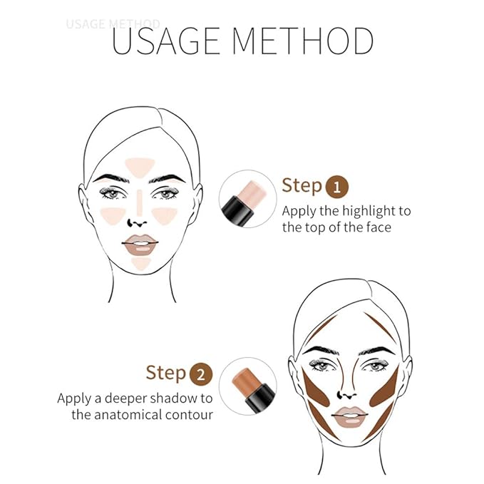 MEICOLY Cream Contour Stick Trio,Bronzer Highlighter Stick,2 in 1 Double Head Facial Repair Concealer Stick,3D Body Makeup Shading Trimming Stick,Smooth Gliding Face Illuminator Makeup,6 Colors-Velvo Beauty