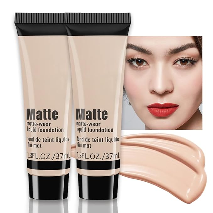 2 Pack Liquid Foundation Cream for Face Makeup,Durable Full Coverage Matte Concealer Make Up,Oil Control & Waterproof Base Primer -1+1 Fl.Oz (IVORY 6#)-Velvo Beauty