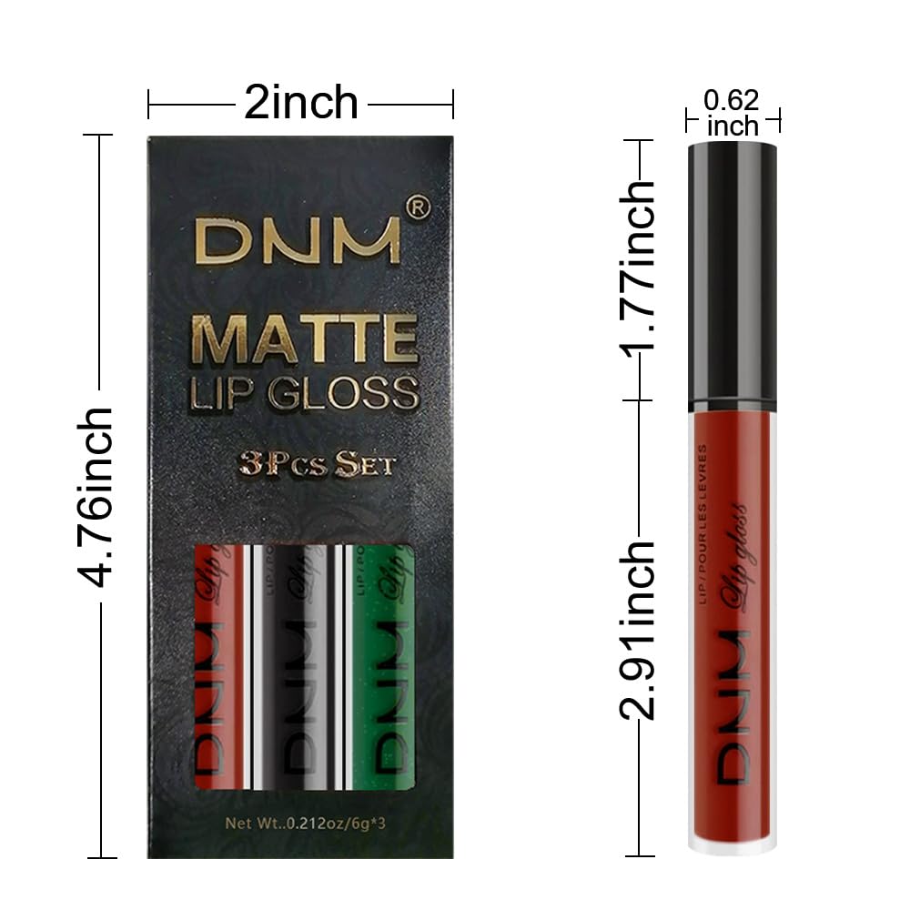 evpct 3Pcs Dark Black Emerald Green Red Matte Liquid Lipstick Lip Stain Sets for Women Matte+Lipstick Long Lasting 24 hr Hours Magic Lipstick 24 Hours original Waterproof 20#-Velvo Beauty