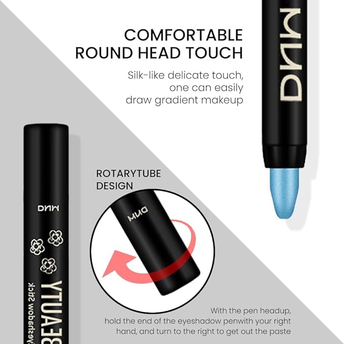evpct Dazzling Blue Shimmer Cream Eye Shadow Brightener Sticks Set for Eyes, Blue Shimmery Matte Pencil Eye shadow Applicator Stick Pen Palette Makeup Waterproof sombras en crema para ojos 11#-Velvo Beauty