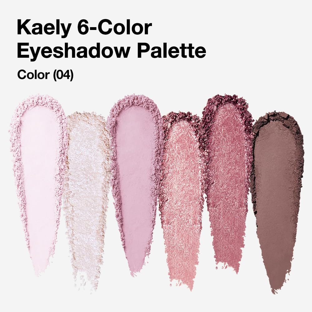 Kaely 6 Colors Mini Rose Pink Eye Shadow Palette Makeup, Mauve Plum Matte Shimmer Eyeshadow Palette for Older Women Highly Pigmented Waterproof, paleta de sombras de ojos, Vegan & Cruelty-free, 04-Velvo Beauty