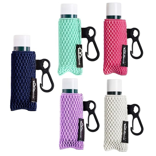 WKieason Lip Balm Sleeves Holder Keychain 5pcs Clip on Chapstick Keychain Holder Pouch Tight-Knit Elastic Lipstick Key Chain Holder-Velvo Beauty