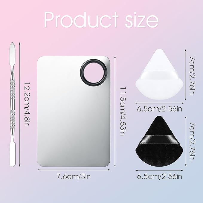 10-in-1 Makeup Spatula and Powder Puff Set with Professional Cosmetic Palette Triangle Puff for Eye Shadow Spatula Facial Cosmetic Makeup Tool for Eyelashe Body-Velvo Beauty