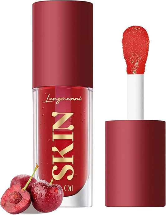 LANGMANNI Moisturizing Lip Oil,No-Sticky Lip Gloss Lip Balm Lip Care,Fruit Flavoured Lip Oil For Dry Lip's Moisturizing Hydrating And Nourishing ((Cherry))-Velvo Beauty
