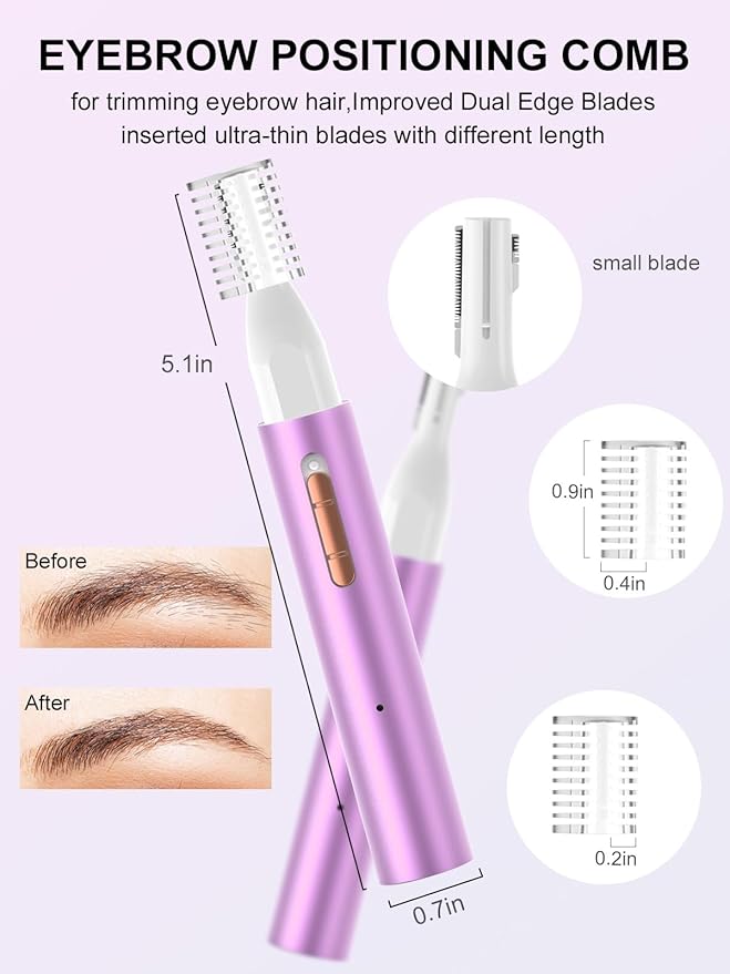 Nose Hair Trimmer for Women Men,2025 Rechargeable 2 in 1 Eyebrow & Facial Trimmer, Professional Painless Ear Hair Trimmer with Powerful Motor and Dual-Edge Blades Easy Cleansing (Purple)-Velvo Beauty