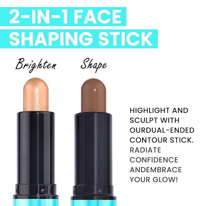 evpct 2in1 Face Shaping & Contouring Stick Cream Contour Concealer Bronzer Stick Makeup Kit for Beginner Face Highlighter Makeup Stick contorno maquillaje de maquillaje profesional,NEW Deep-Velvo Beauty