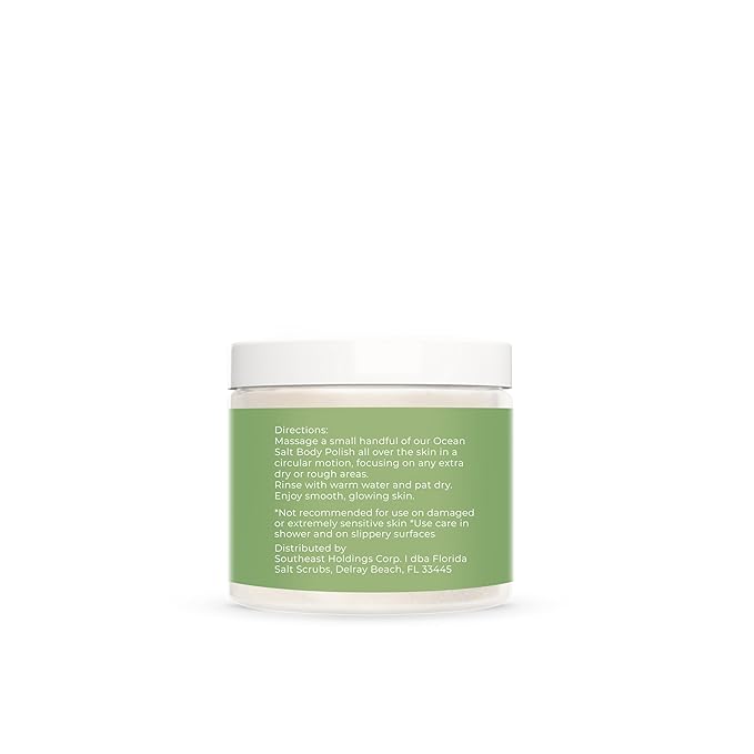 Sea Salt Body Scrub by Florida Suncare - Ocean Salt Body Polish Infused with Marine Algae - Exfoliating Face and Body Scrub - Facial Scrub Exfoliator to Tackle Acne (Key Lime, 3.3 oz)-Velvo Beauty