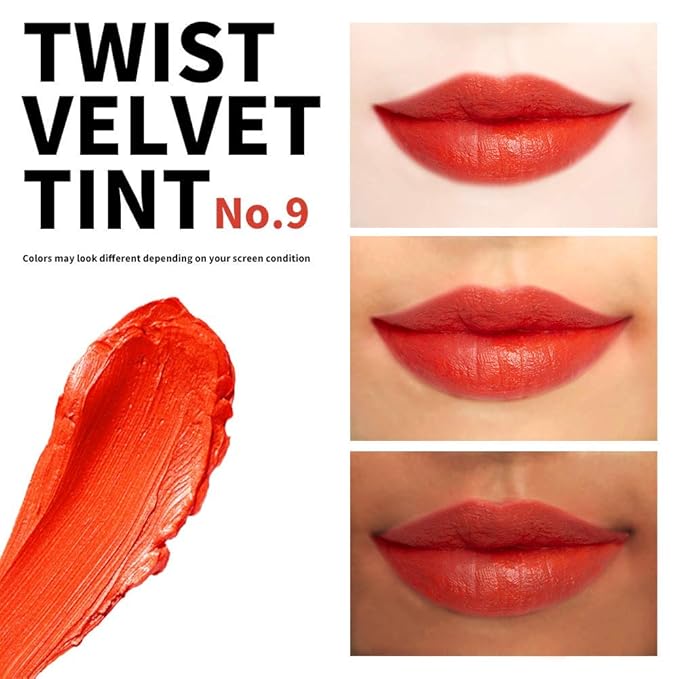 PASSIONCAT Long Lasting Lip Stain for Lips and Cheek Tint | High Pigment Color | lightweight Matte Finish | Weightless | Full Coverage | Twist Velvet Tint #9 (No.9)-Velvo Beauty