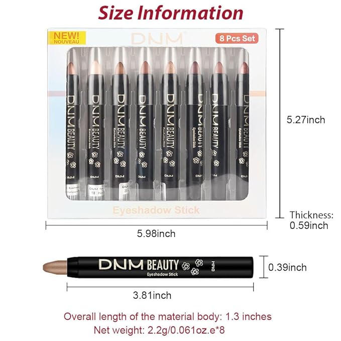 Kaely 8Pcs Cream Eye Shadow Sticks Set for Eyes,Champagne Pearl Bronze Sand Orchid Rose Shimmer Putty Matte Rose Gold,Pencil Eyeshadow Applicator Stick Palette,Halloween Makeup Waterproof 08