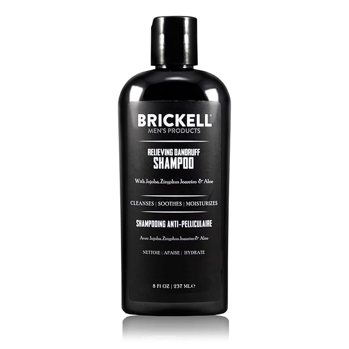 Brickell Men's Relieving Dandruff Shampoo For Men, Natural & Organic, Soothes and Eliminates Dandruff with Ziziphus Joazeiro, Aloe and Jojoba Oil (8 oz)-Velvo Beauty