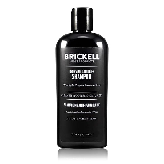 Brickell Men's Relieving Dandruff Shampoo For Men, Natural & Organic, Soothes and Eliminates Dandruff with Ziziphus Joazeiro, Aloe and Jojoba Oil (8 oz)-Velvo Beauty