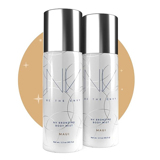 NV Bronzing Body Mist Buildable Coverage Professional Airbrush Finish with Vitamins A, D, E and Aloe, 2-pack of 1.5 ounces, Maui-Velvo Beauty