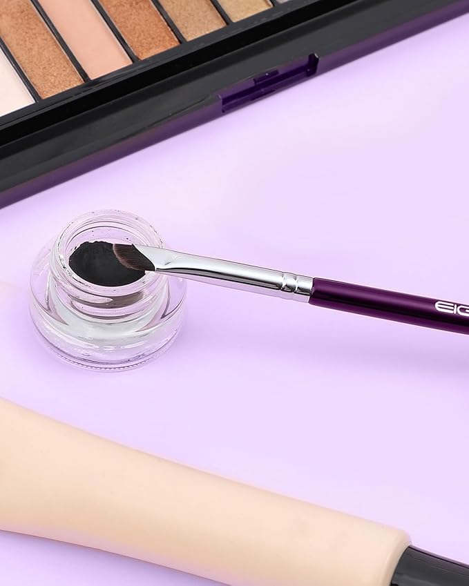 Eyeliner Brush, EIGSHOW Sickle Angled Gel Eyeliner Makeup Brush for Precise Eye Liner, Eyebrow, Eyelid with Ultra Thin Vegan Bristles (E865 Purple)-Velvo Beauty