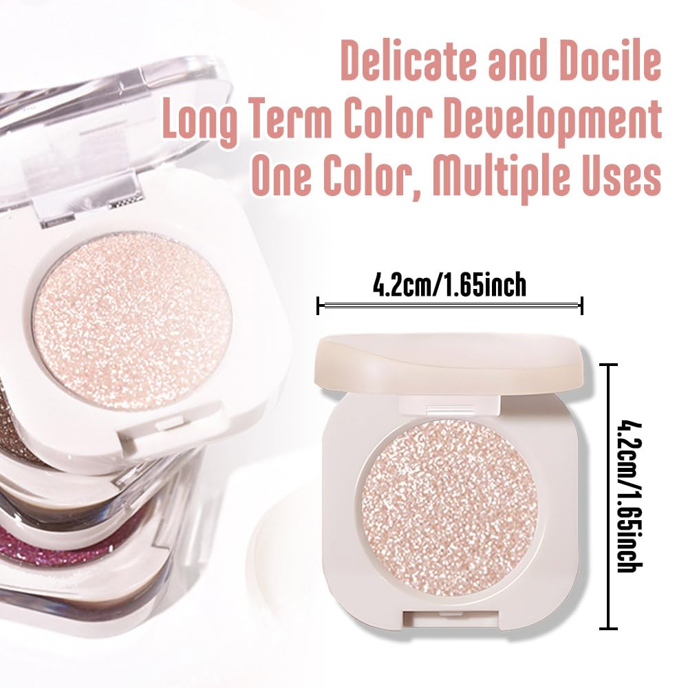 Pear White Shimmer Single Eyeshadow, Natural Warm Champagne Gold Glitter Eyeshadow Palette Makeup, Highly Pigmented Long Lasting Shimmer Shiny Pressed Powder for Women, Vegan & Cruelty-free 11-Velvo Beauty