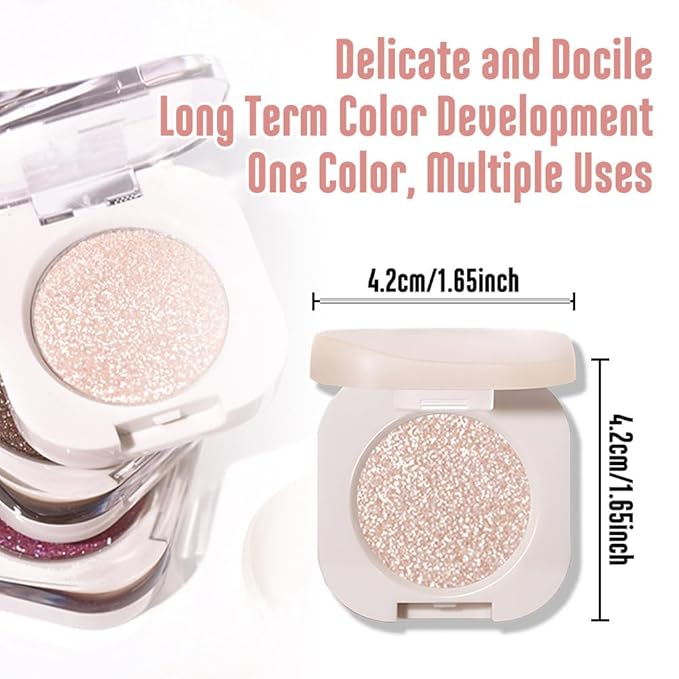 Monochrome Glitter Eyeshadow - Light Brown Shimmer Eye Shadow, Talc-Free, Paraben-Free, Cruelty-Free, Long-Lasting Single Eyeshadow Palette for Everyday & Special Occasions 11#-Velvo Beauty