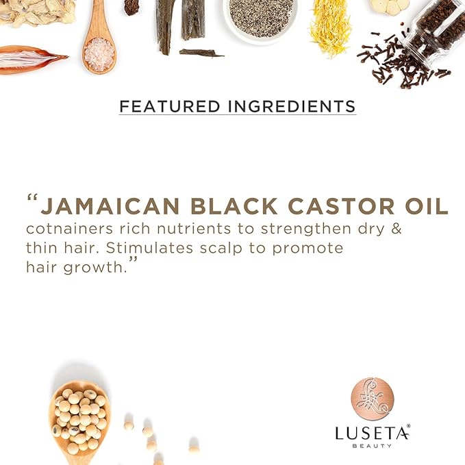 Luseta Castor Oil Shampoo and Conditioner Set Strengthen and Cleanse Thin Hair Restore Damaged Hair Sulfate Free for Men & Women 16.9oz*2-Velvo Beauty
