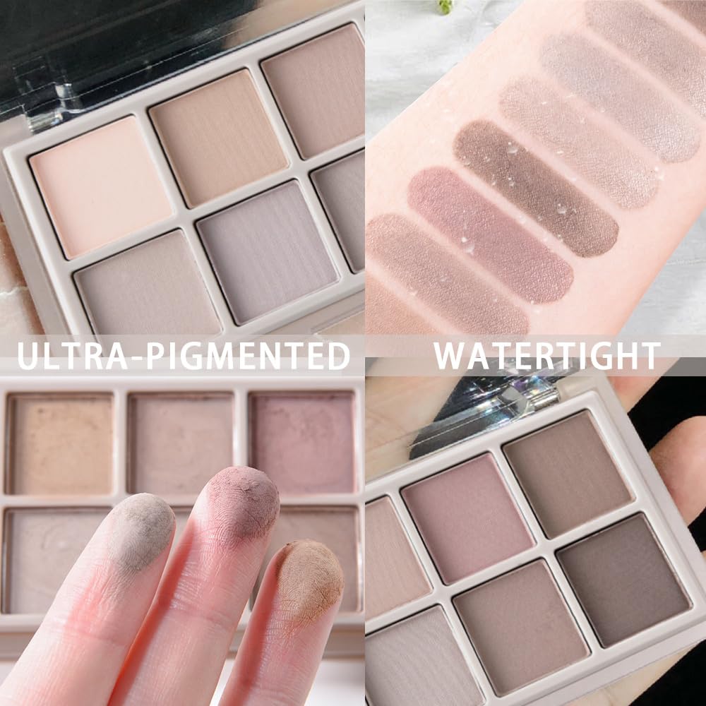 10 Color Matte Eyeshadow Palette | 10 Soft-Focus Matte Shades in Grey-Brown & Neutral Taupe | Silky Powder Blends Like Cream | Natural-Looking Nude Makeup for Mature Skin | Day to Night Wear-Velvo Beauty