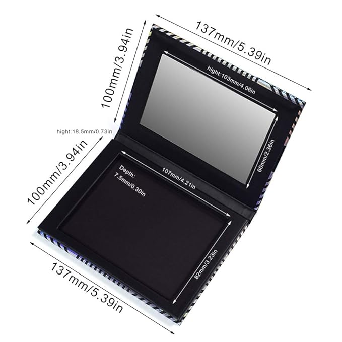 Makeup Magnetic Palette with Mirror and 20Pcs Metal Stickers, Empty Storage Palette for Eyeshadow Powder Highlighter-Velvo Beauty